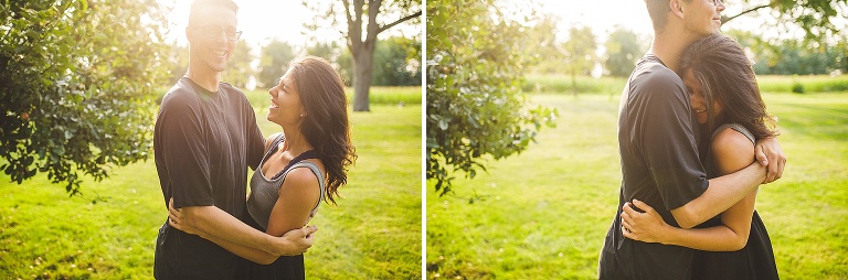 photo of couple in beautiful leaves at sunset in freeland