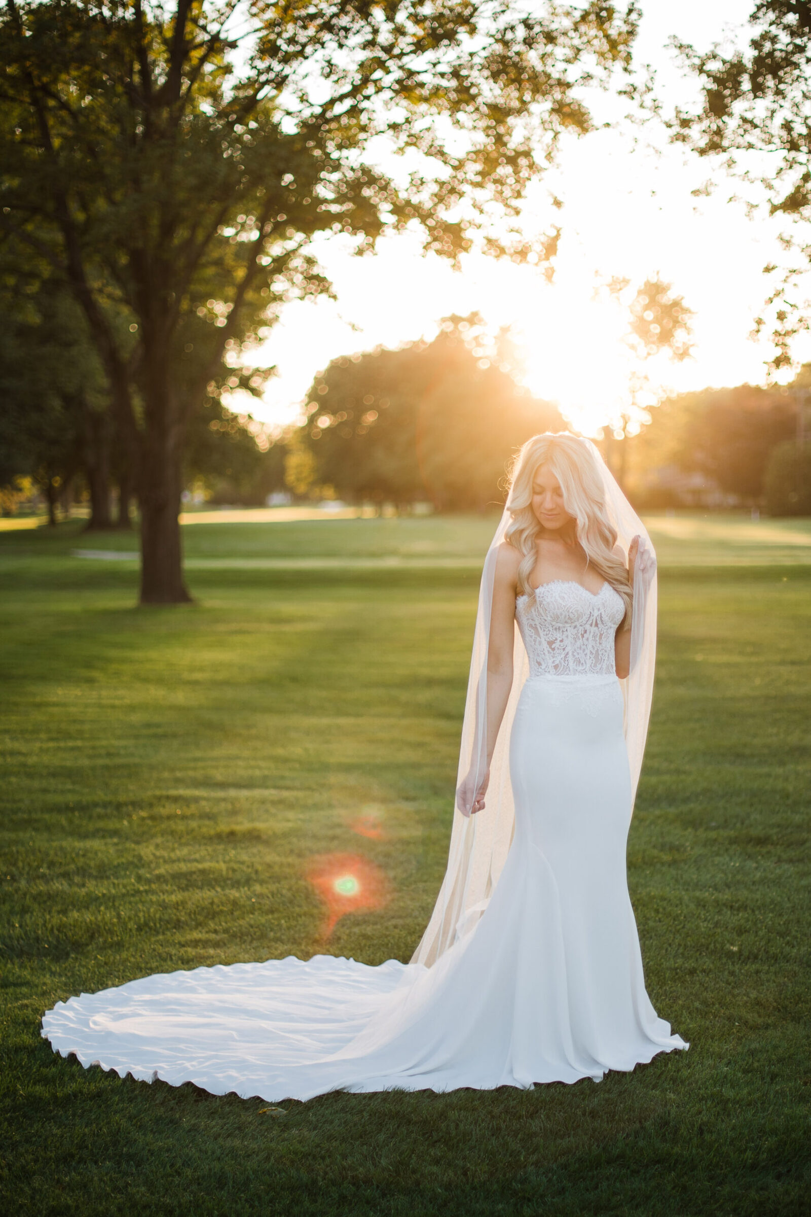 bridal portrait at sunset
